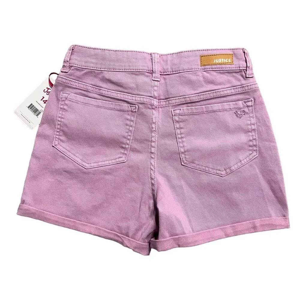 NEW Justice Sz 12 Lavender Distressed Stretch Denim Shorts